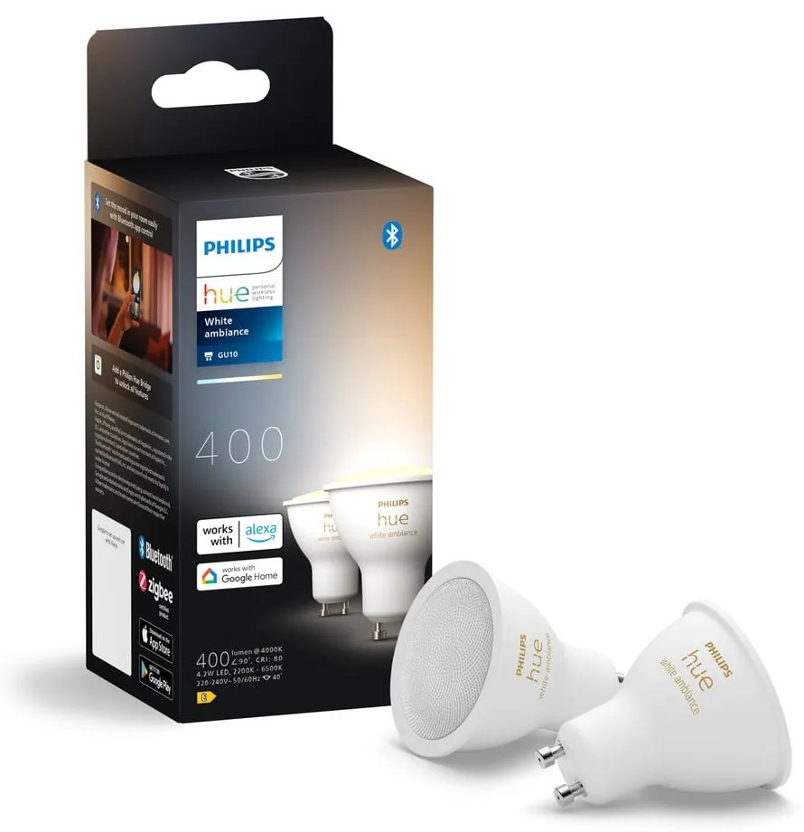LED žiarovky v súprave 2 ks GU10, 4 W White ambiance – Philips Hue