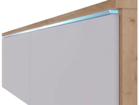 TV stolík/skrinka Dlone 180 MDF, Farby: biały / biała fala, Osvetlenie: osvetlenie LED biele