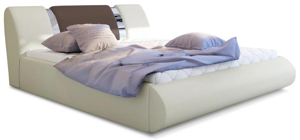 Manželská posteľ 140 cm Fabio (krémová + hnedá) (s roštom a úl. priestorom). Vlastná spoľahlivá doprava až k Vám domov. 1041659