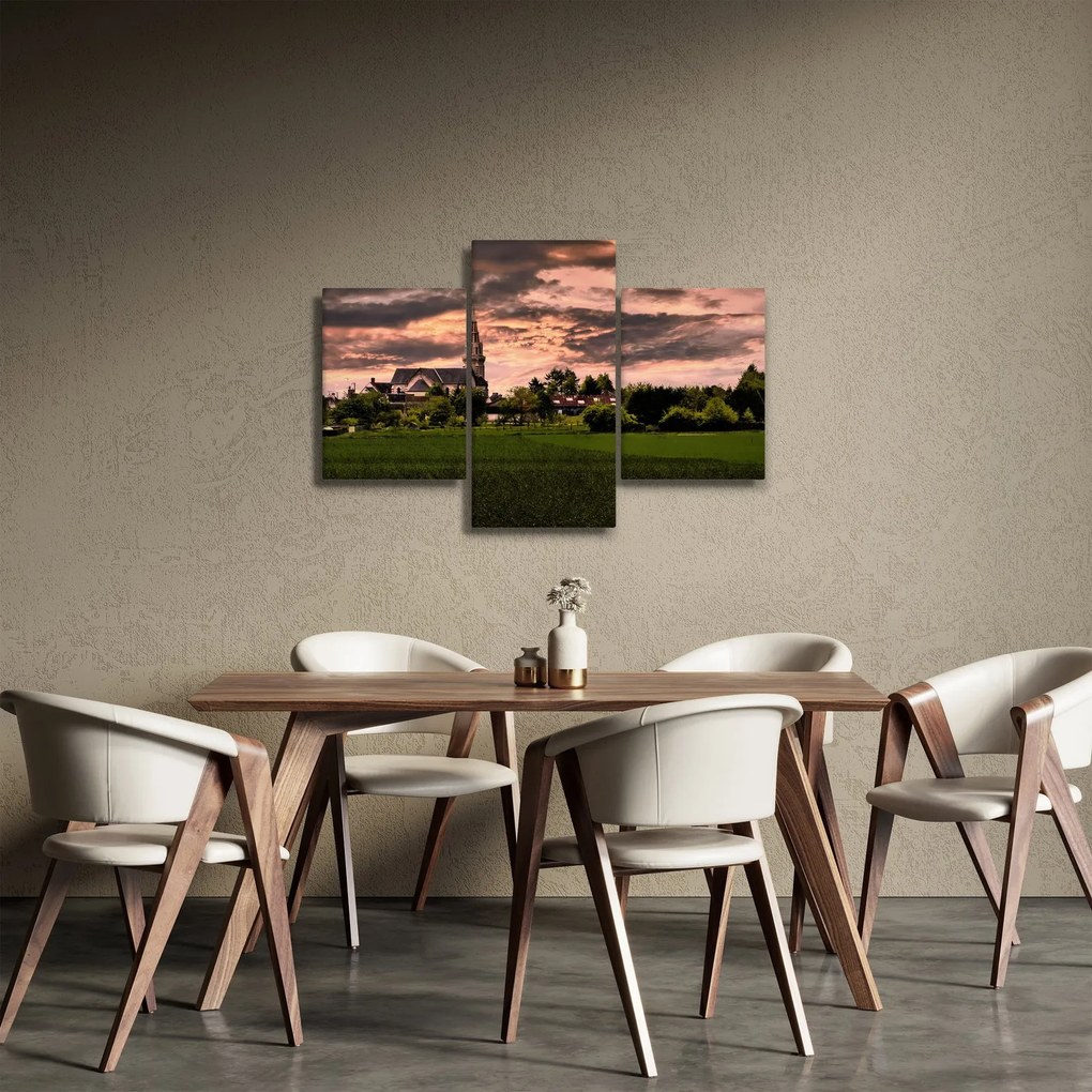 Obraz krajiny s kostolom (90x60 cm)