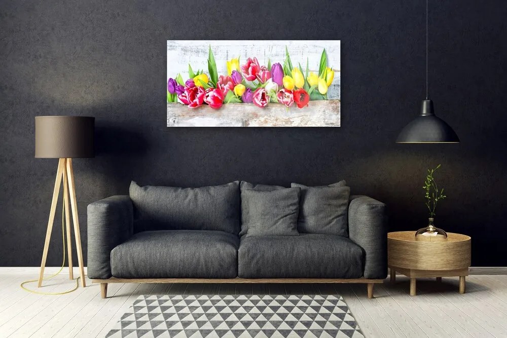 Skleneny obraz Tulipány kvety príroda 120x60 cm