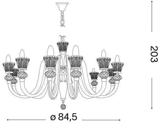 Ideal Lux - Krištáľový luster na reťazi STRAUSS 12xE14/40W/230V pr. 84,5 cm mosadz