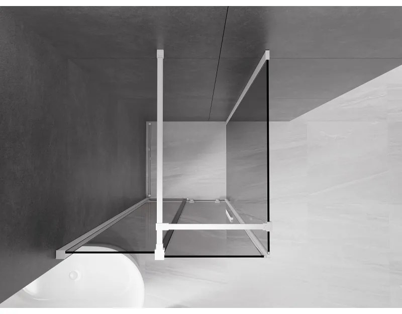 Mexen Velar, sprchový kút s posuvnými dverami 110 x 110 cm, 8mm šedé sklo, biela matná, 871-110-110-41-20