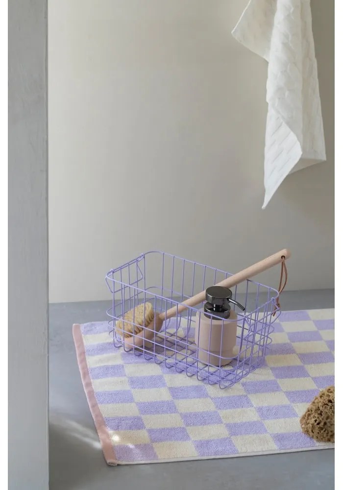 Svetložlto-fialová kúpeľňová predložka z bio bavlny 50x80 cm Retro – Mette Ditmer Denmark