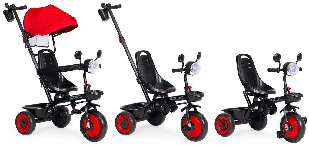 ECOTOYS Detská trojkolka 3v1, Red