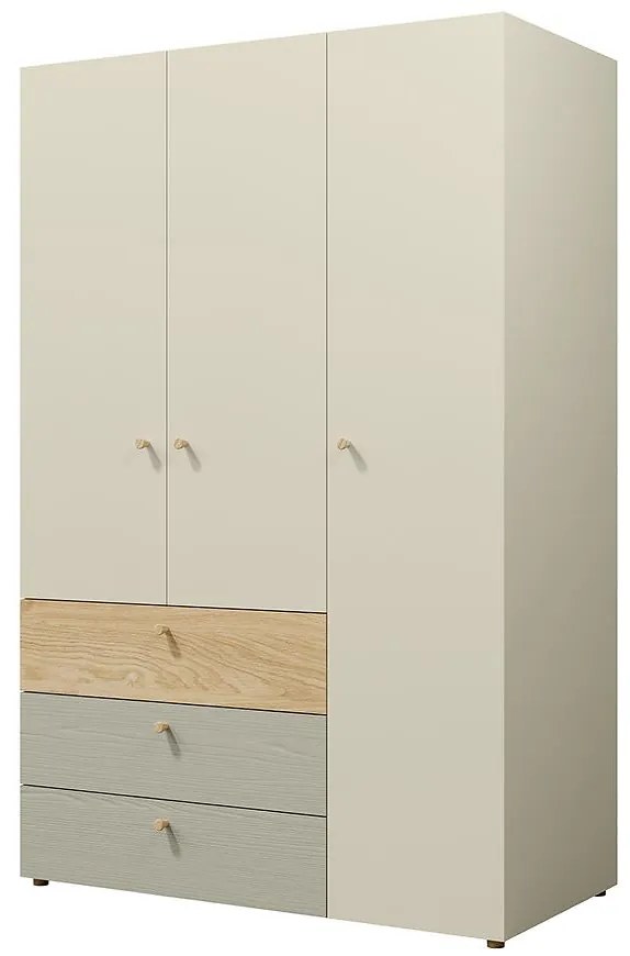 Skriňa Yuki 1 Eukalyptus/Sivá Béžová/Olejovaný Dub
