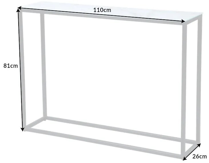 Konzolový stolík Elegance 110 cm so vzhľadom bieleho mramoru