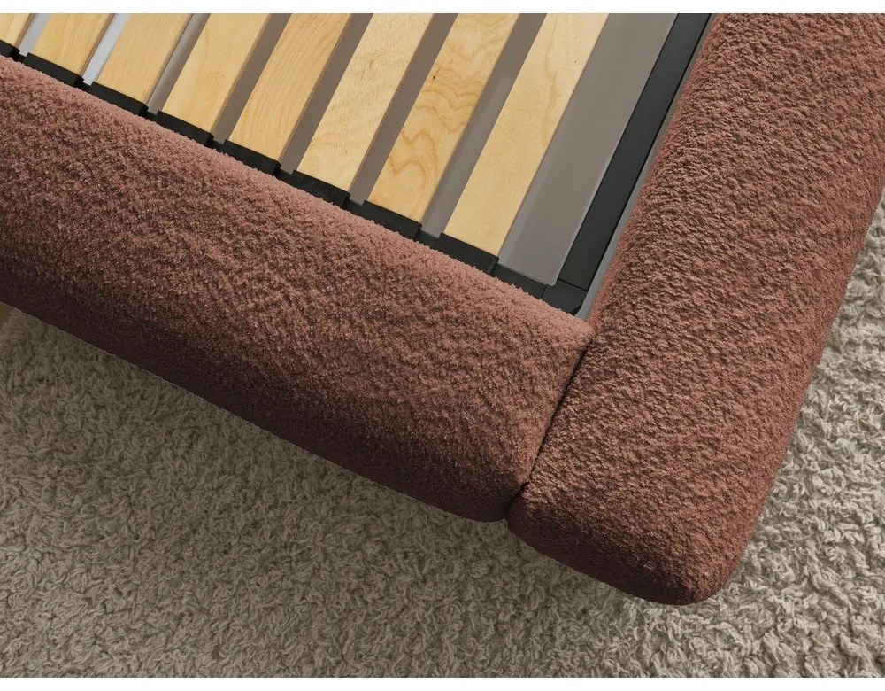 Oranžová čalúnená dvojlôžková posteľ s úložným priestorom s roštom 180x200 cm Orlane – Bobochic Paris