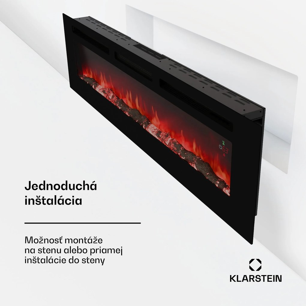 Klarstein Galeras Smart Inteligentný elektrický krb, 2 nastavenia teploty, 16 - 30°| LED ilúzia plameňa, Možnosť pripojenia k IOT