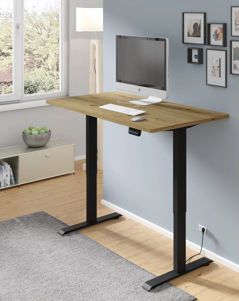 Elektrický PC stolík Motiva 120 (čierna + dub artisan). Akcia -21%. Vlastná spoľahlivá doprava až k Vám domov. 1124892