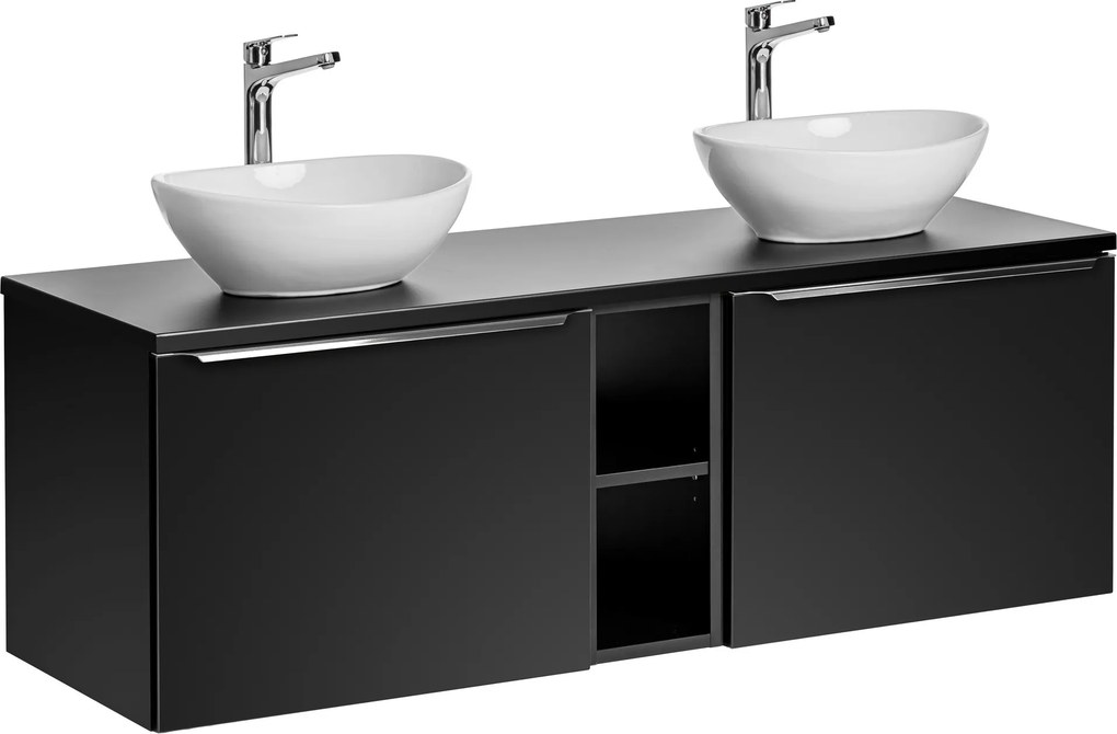 Comad Kúpeľňová skrinka s doskovými umývadlami set Santa Fe Black 140 čierna