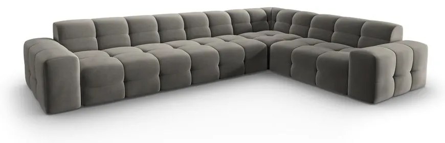 Sivá zamatová rohová pohovka (pravý roh) Kendal - Micadoni Home