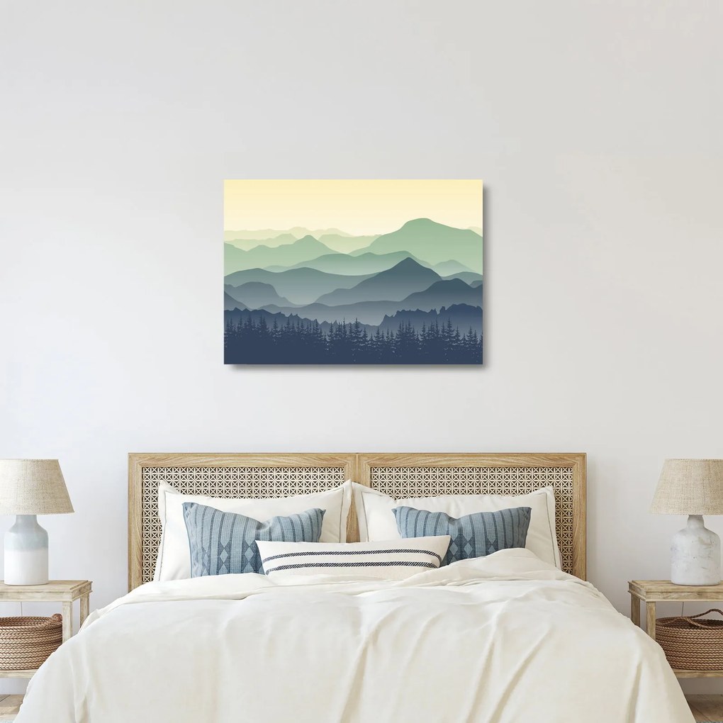 Sklenený obraz - Forest Mountain (70x50 cm)