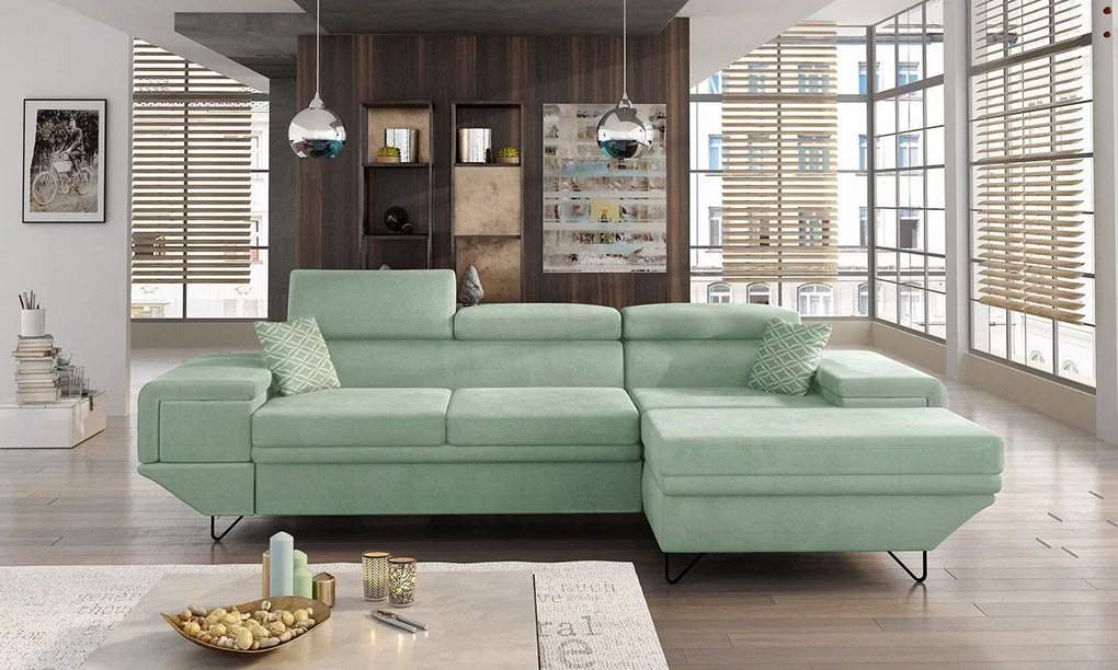 Moderná rohová sedacia súprava Arcadia, Dostupné poťahy: Fresh 34 + Fresh 34 + Senegal 818, Strana: pravá