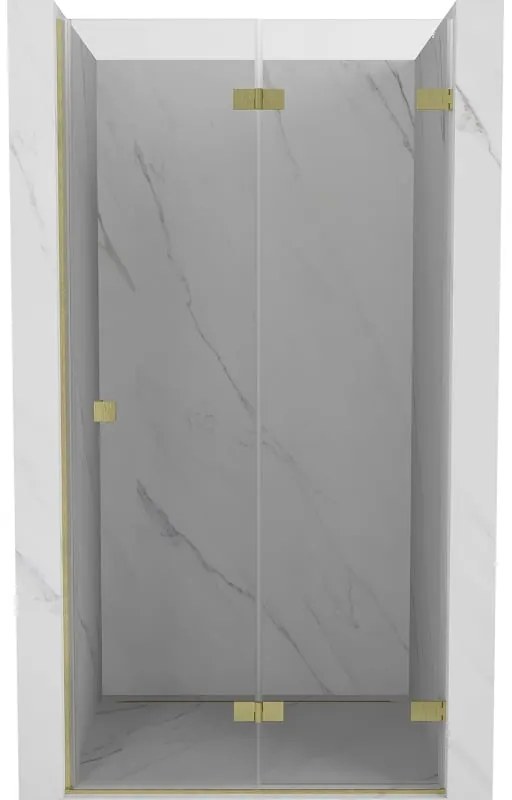 Mexen, Mexen Lunar-F pravé sklápacie sprchové dvere 65 cm, transparentné, brúsené zlato - 836-065-000-55-00-P