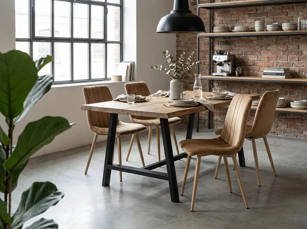Hnedá zamatová stolička LAVA ALMOND BROWN