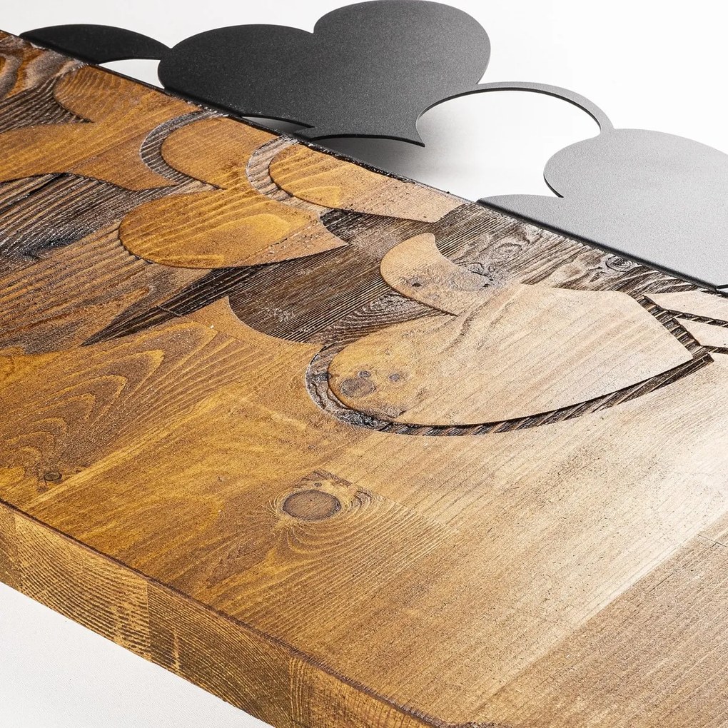 Nástenná drevená dekorácia LÁSKA BALÓNY hnedá/čierna