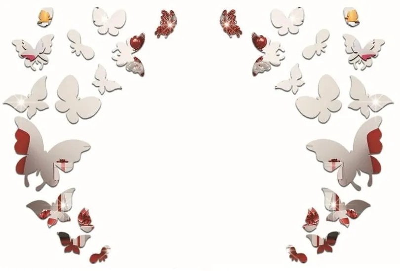 Sada 28 zrkadlových samolepiek Ambiance Butterfly