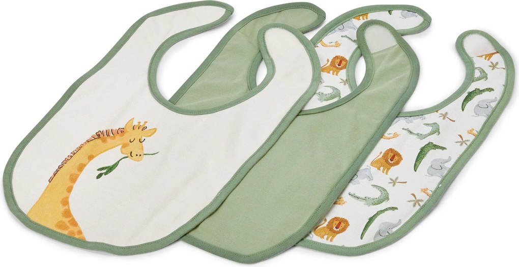 Detské bavlnené podbradníky so zvieracími motívmi, 3 ks