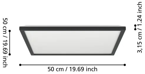 Eglo 901457 -LED St. kúpeľ. svietidlo ROVITO-R 17W/230V 50x50 cm IP44 čierna + DO