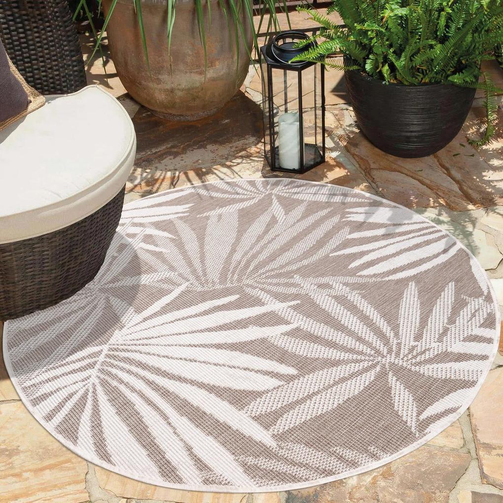 Dekorstudio Obojstranný okrúhly koberec na terasu DuoRug 5771 - béžový Priemer koberca: 160cm