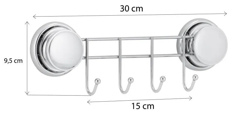 Erga Gavi, 4-háčik na uteráky na prísavke, chrómová, ERG-YKA-CH.GAVI-H4