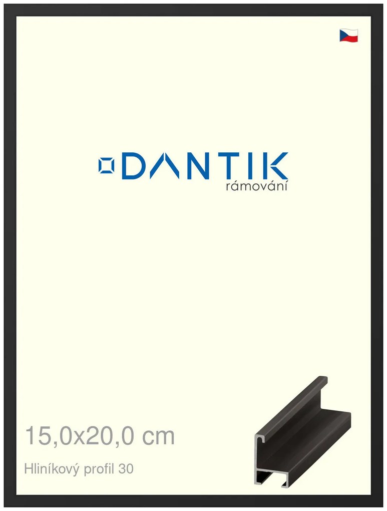 DANTIK rám na obraz 15x20 | ALU Černá matná (Sklo Čiré)