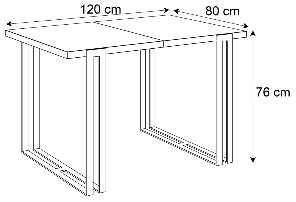 Jedálensky rozkladací stôl KALEN II čierna matná Rozmer stola: 160/260x90cm