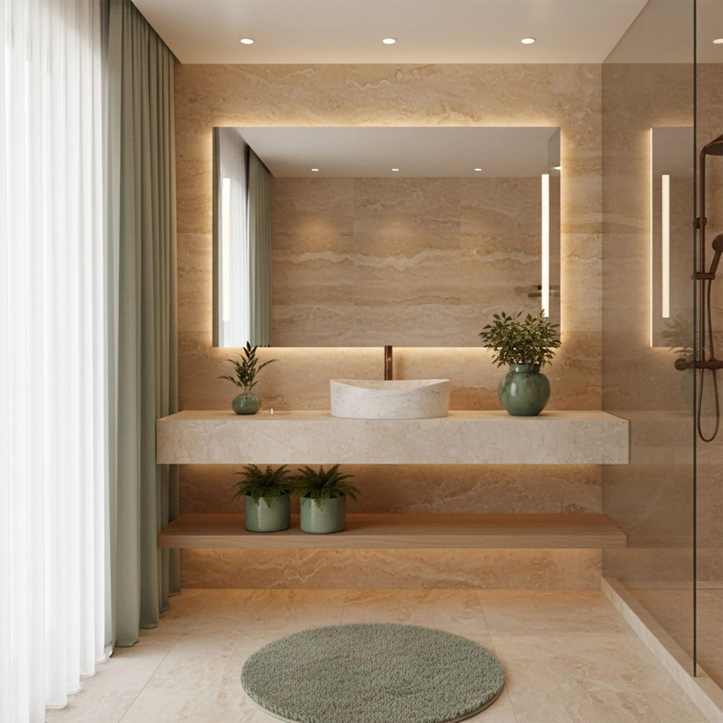 Rea Dream, umývadlo na dosku 490x360x150 mm, béžová-biela, REA-U0635