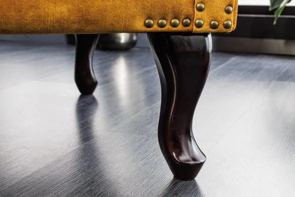 Invicta Interior - Kreslo CHESTERFIELD 85cm, horčicovo žlté, zamat