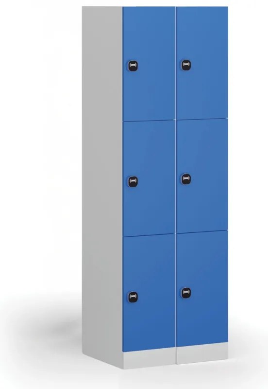 Šatníková skrinka s úložnými boxmi, 3 boxy, 1850 x 300 x 500 mm, demont, zámok s čítačkou RFID kariet, zelené dvere
