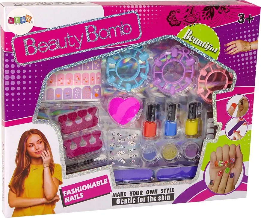LEAN Toys Veľká sada na maľovanie nechtov Nálepky na nechty Separátory