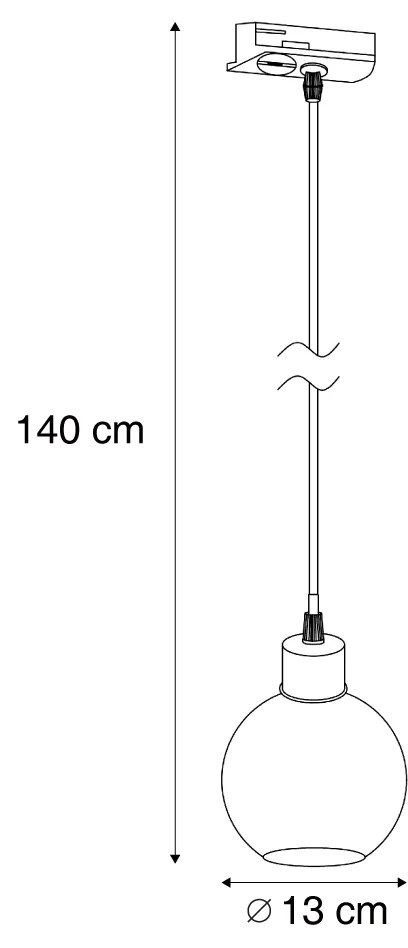 Moderné závesné svietidlo čierne s dymovým sklom pre 1-fázový koľajnicový systém - Iconic Lava
