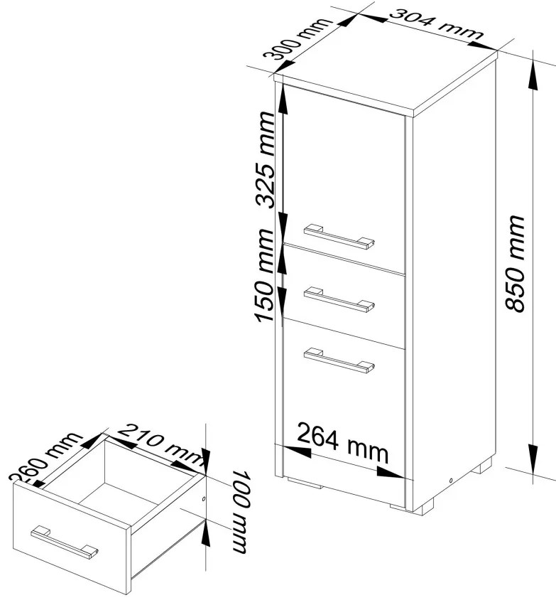 Kúpeľňová skrinka Fin sonoma/biela