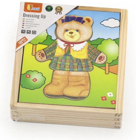 Drevené obliekacie puzzle Viga 56403 medvedica