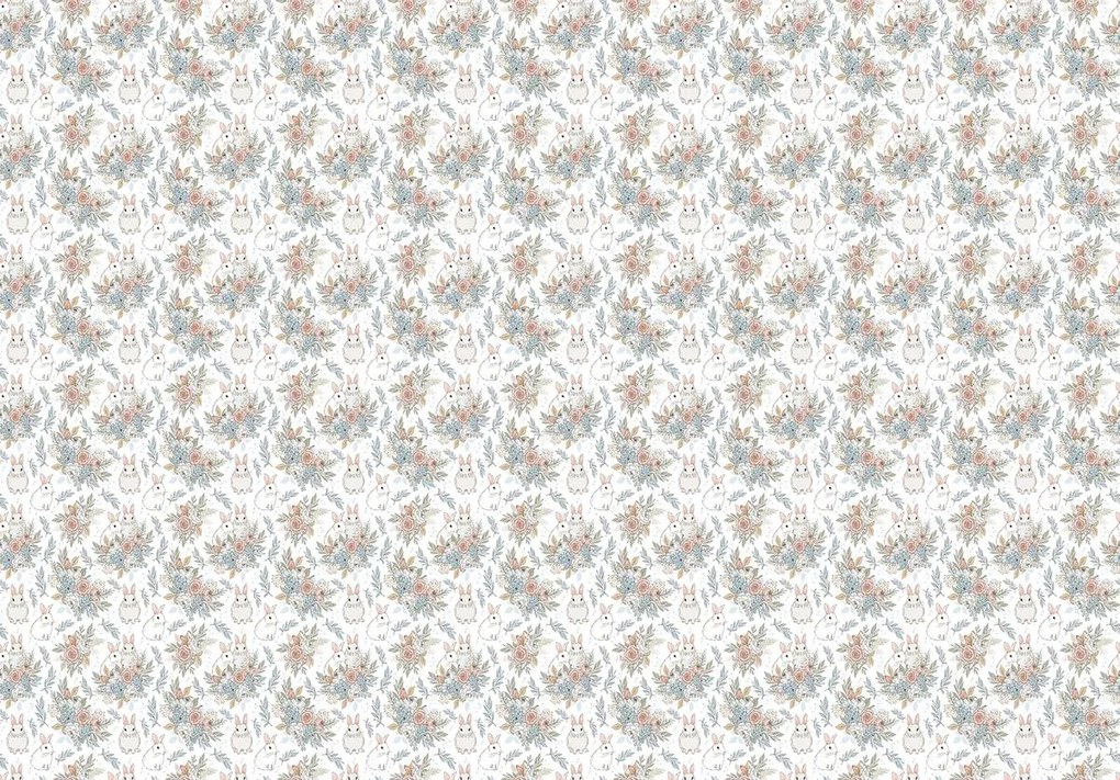 Fototapeta - Králiky a kvety (152,5x104 cm)