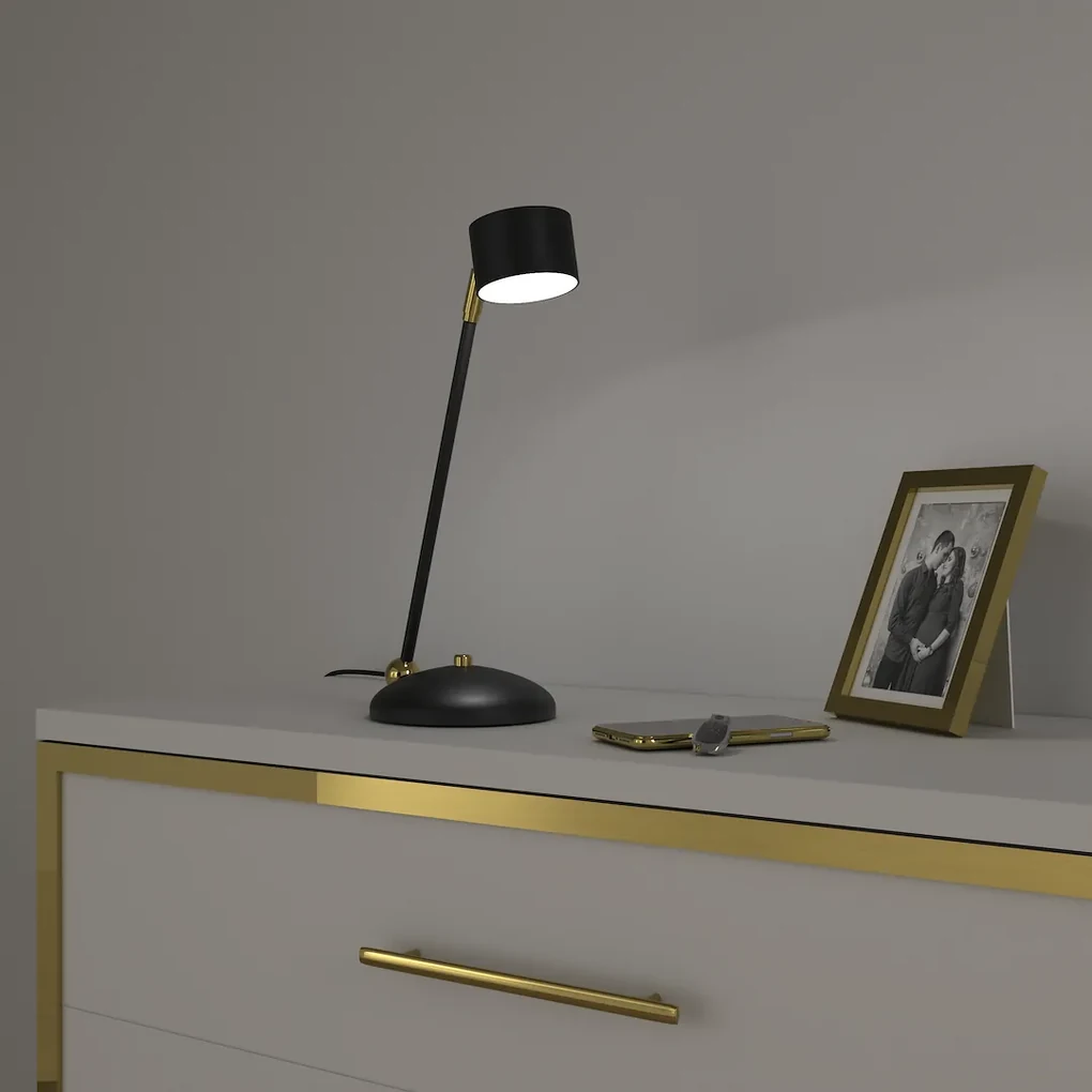Stolná lampa Arena, 1x čierne kovové tienidlo, b/g
