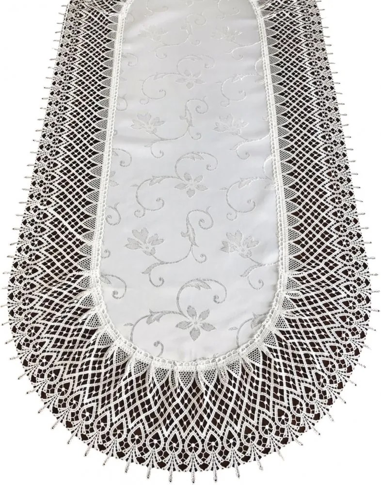 Luxusný oválny obrus s jemnou vyšívkou a krajkou Šírka: 80 cm | Dĺžka: 140 cm