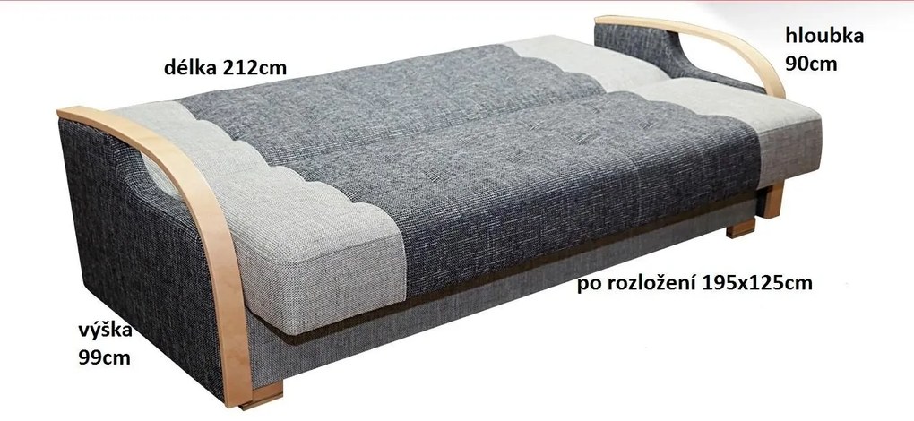 Pohovka Lux, čierna vzor květy / wenge (eden 3991/102)