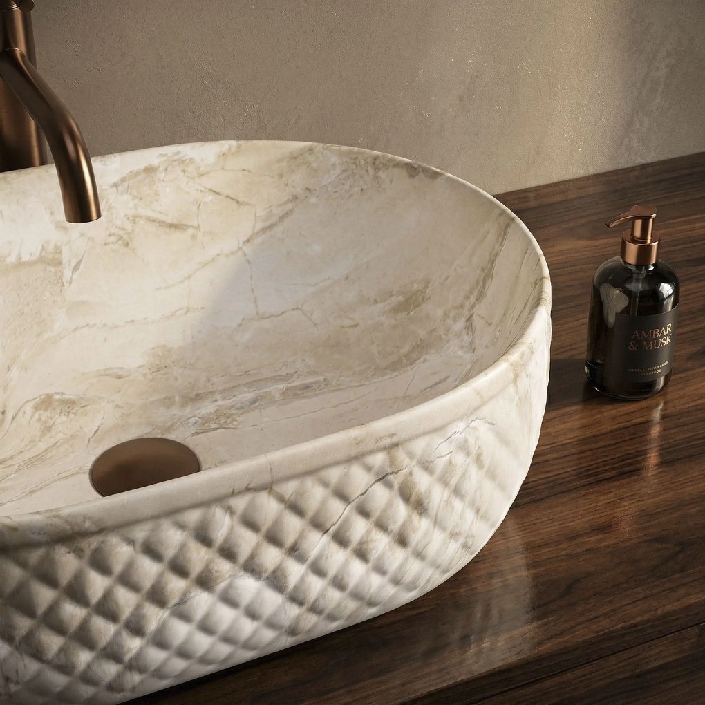 Rea Oktawia Kallisto, umývadlo na dosku 500x355x130 mm, imitácia kameňa, REA-U3528