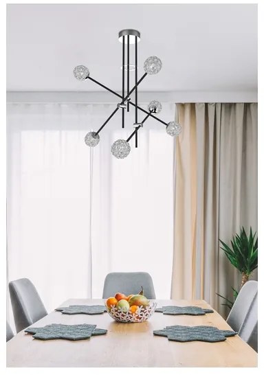 Luster na tyči PAKSOS 6xG9/5W/230V čierna