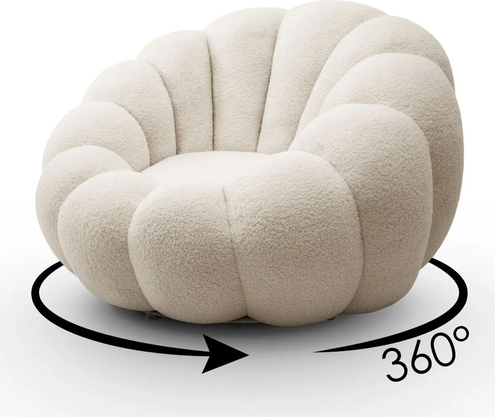 OTOČNÉ KRESLO FILIPPO S PODNOŽKOU BÉŽOVÉ