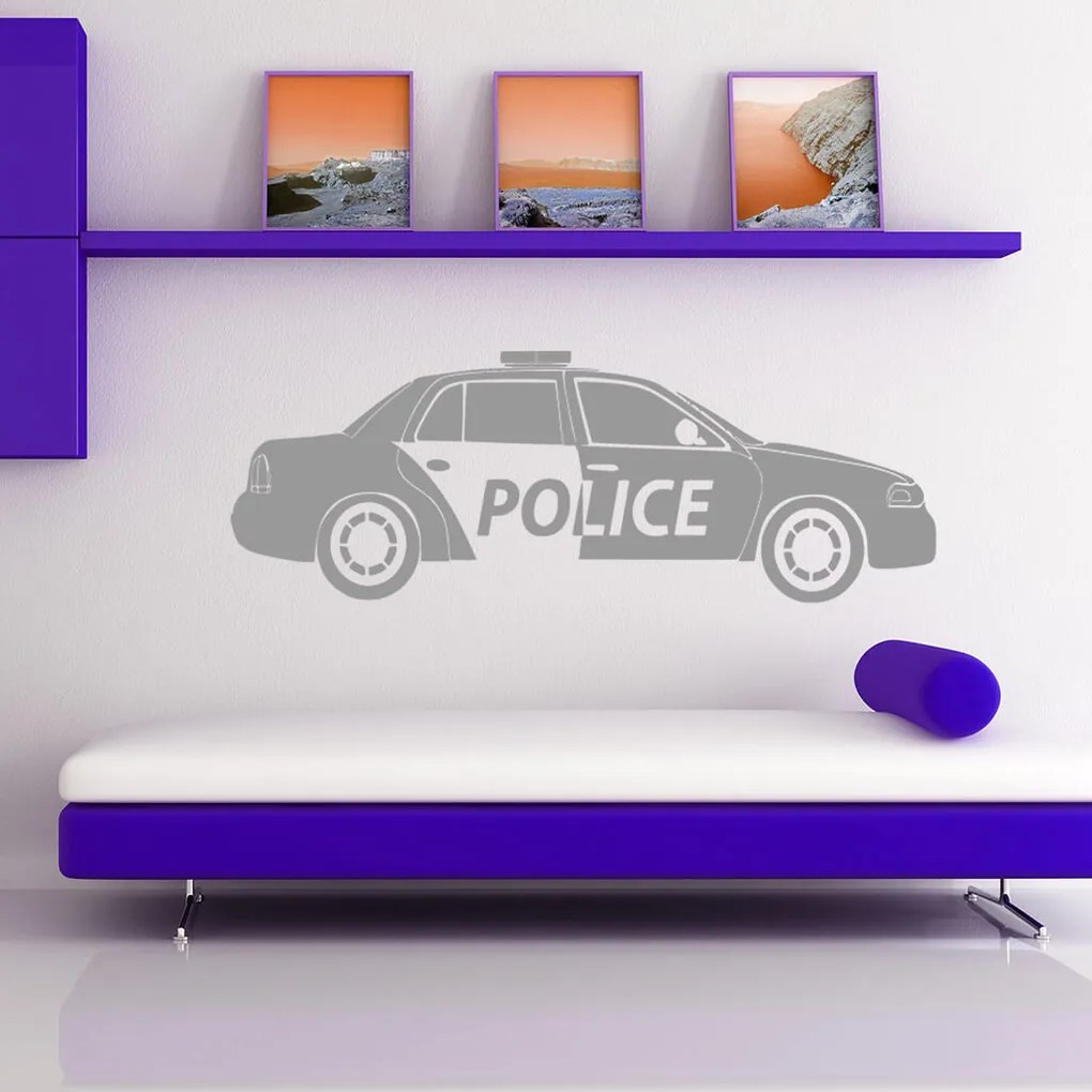 Veselá Stena Samolepka na stenu na stenu Policajné autíčko Farba: čierna