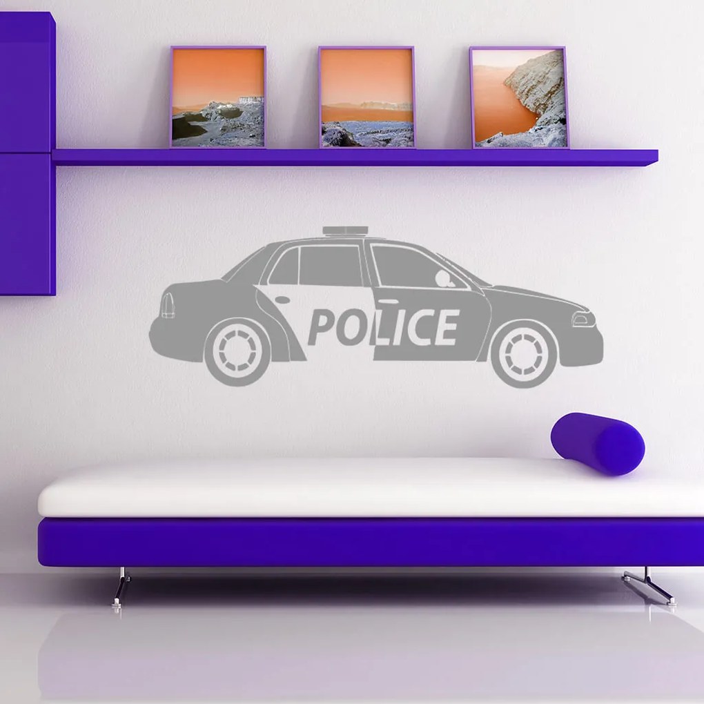 Veselá Stena Samolepka Policajné autíčko Farba: oranžová, Veľkosť: 100 x 32 cm