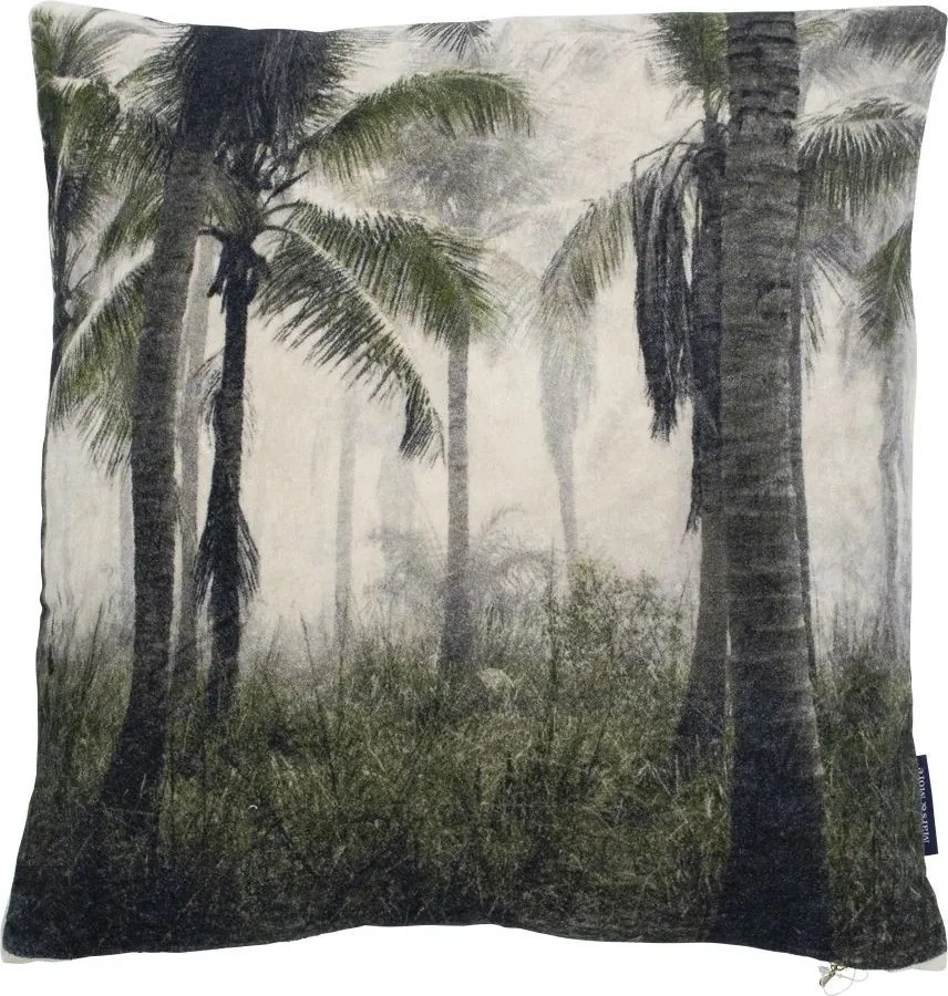 Zamatový vankúš s palmami Palm - 45 * 45 * 10cm