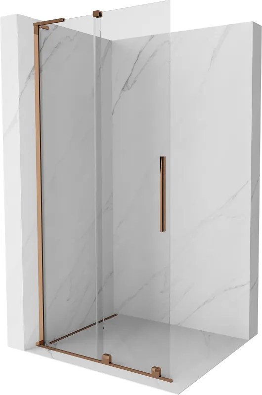 Mexen Velar L, posuvná sprchová zástena Walk-in 110 x 200 cm, 8mm číre sklo, ružové zlato, 871-110-003-03-60