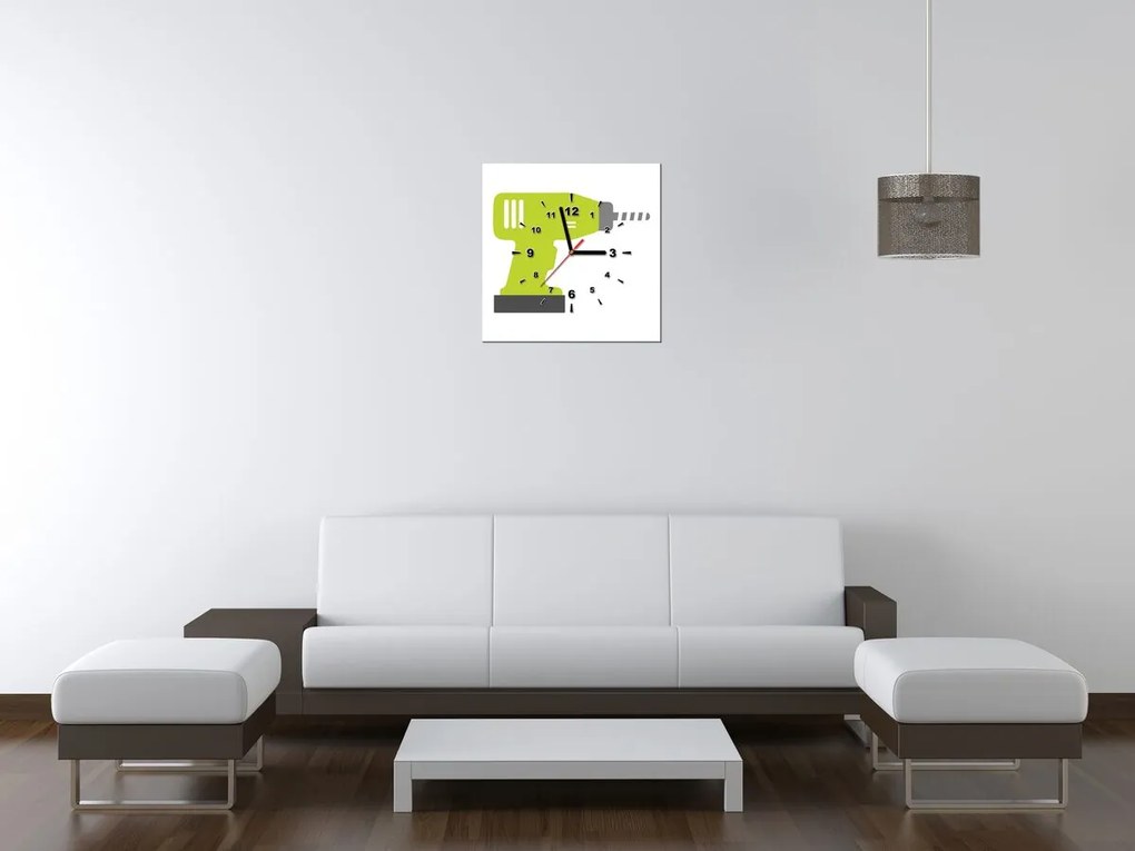 Gario Obraz s hodinami Zelená vŕtačka Rozmery: 30 x 30 cm