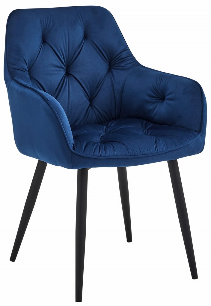 TRENDIE Zamatová jedálenská stolička LYON modrá