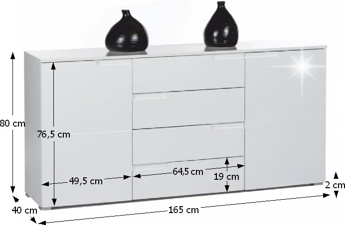 Dvojdverová komoda Spice 3 - biely vysoký lesk