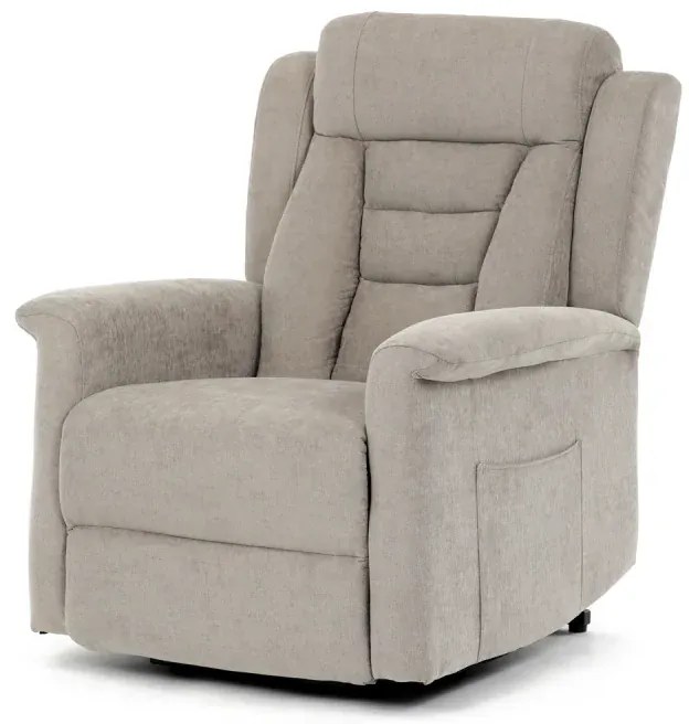 Relaxační křeslo s elektrickým ovládáním, pomoc při vstávání, potah lanýžová látka, 2 motory
